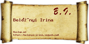 Belányi Irina névjegykártya